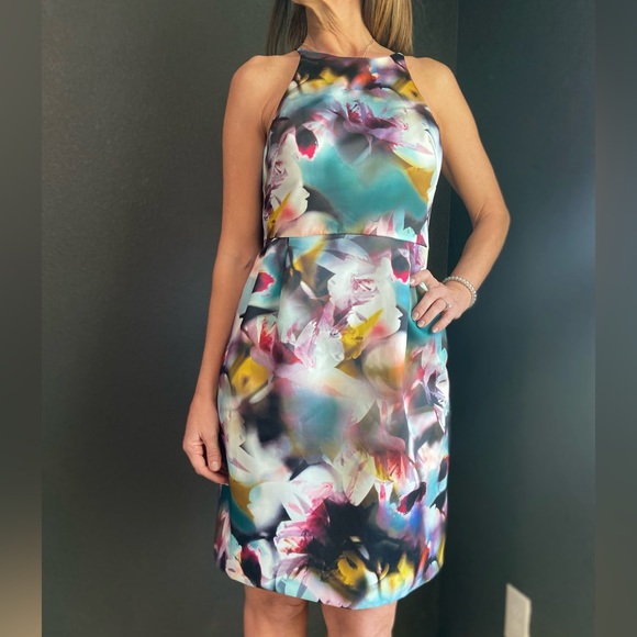 MONIQUE LHUILLIER DRESS FLORAL SZ 2 - Picture 3 of 13